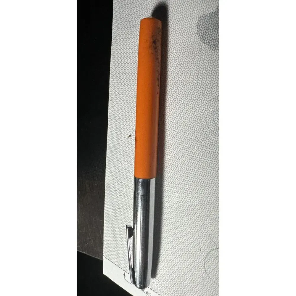 Sheaffer Orange / Chrome Nib F Made in USA Cartridge Fountain Pen Vintage 1970s